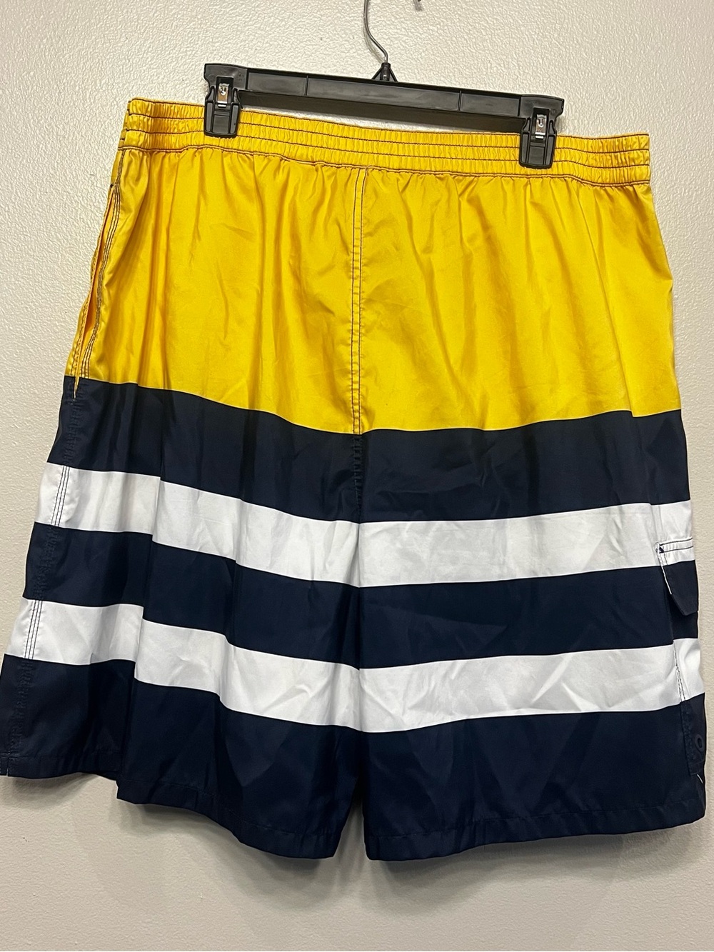 Polo by Ralph Lauren Yellow Navy White Striped Swim Trunks XL Color block Beach - Picture 8 of 11